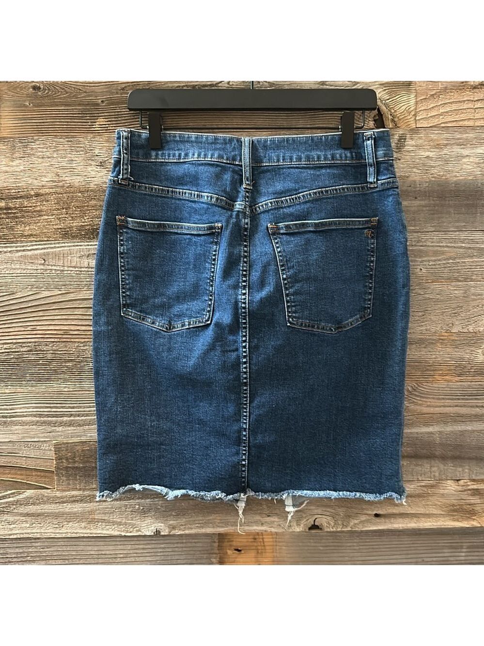 Madewell Denim Mini Frayed Hem Front Slit Skirt Size 30 - Picture 2 of 8